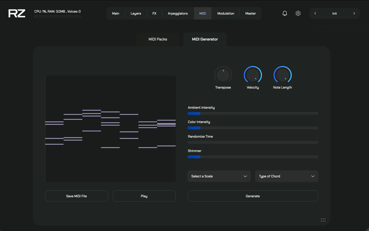 MIDI Generator Interface